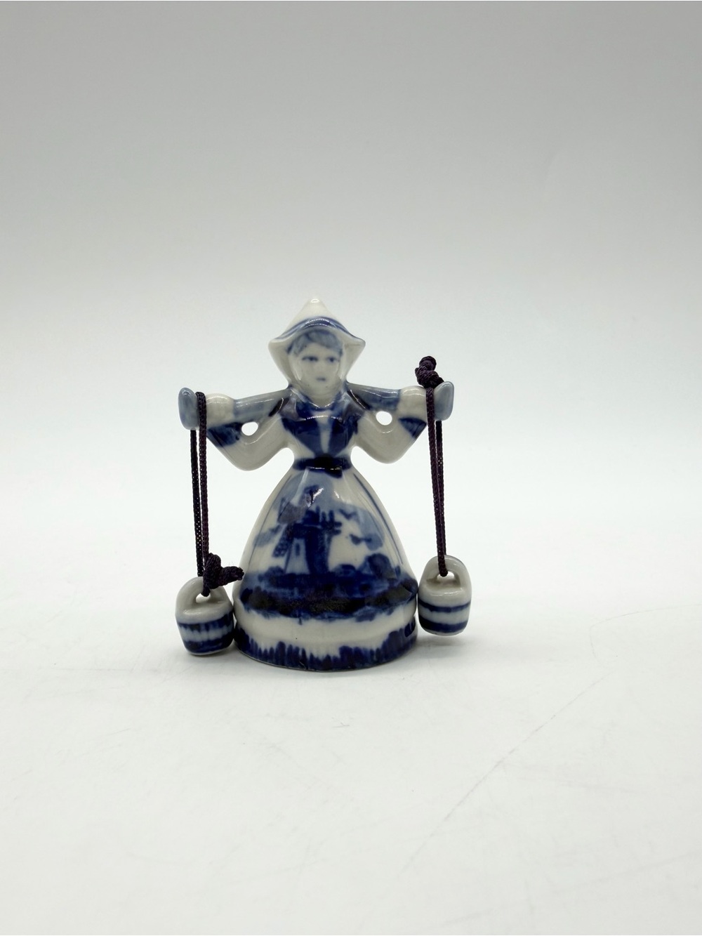 Vintage Delft Blue Dutch Girl Milkmaid Figurine